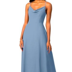 Azazie Daenerys Twilight Blue Floor Length Dress